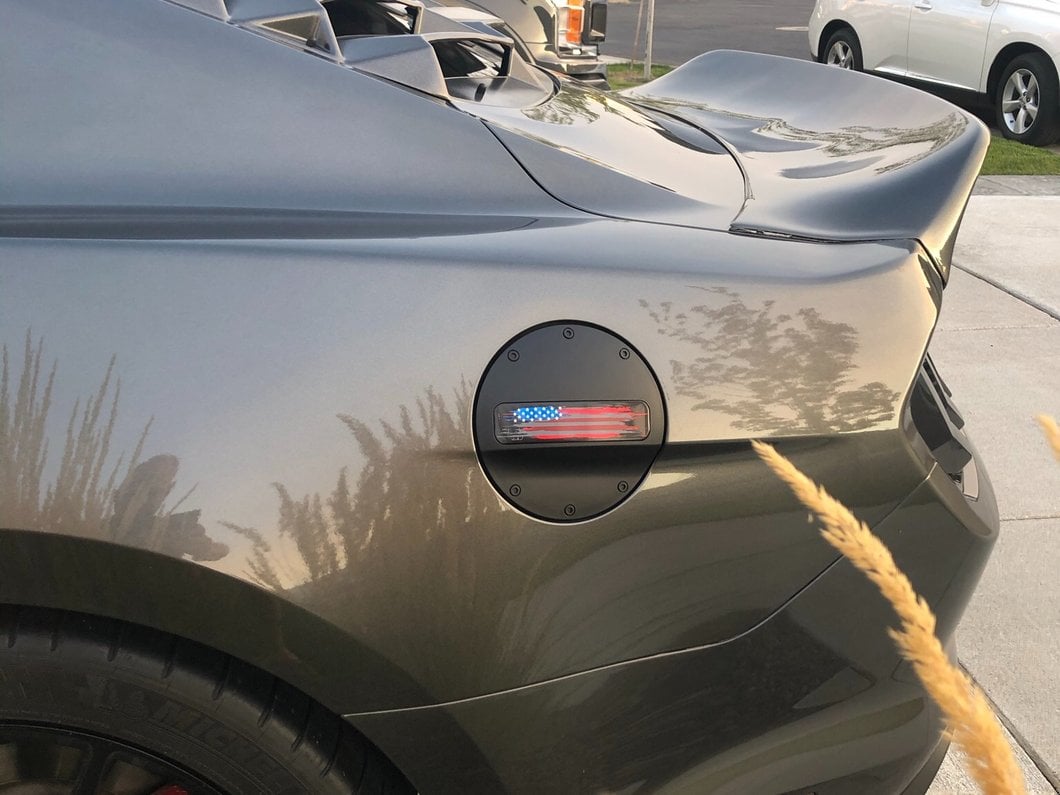MP Concepts Old Glory Fuel Door; Matte Black (15-23 Mustang)