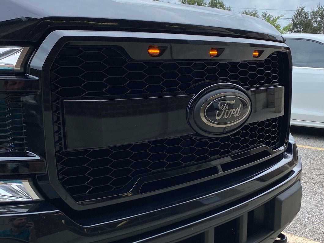 MP Concepts Upper Replacement Grille with LED DRL; Matte Black (18-20 F-150, Excluding Raptor)