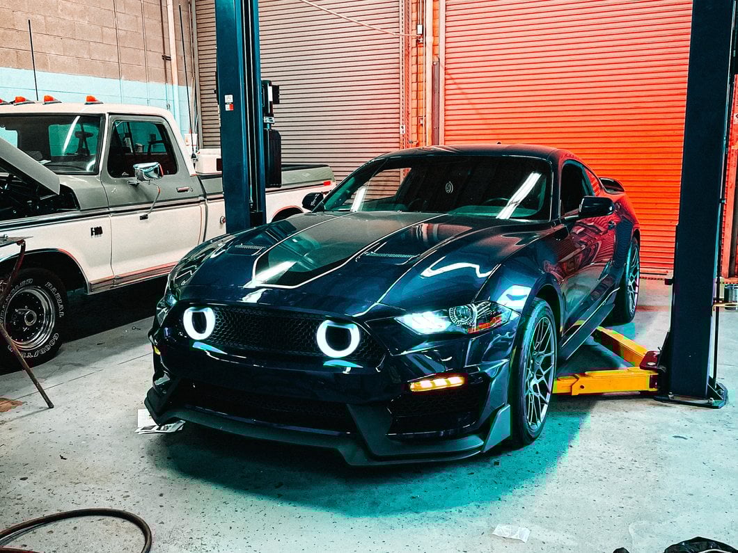 MP Concepts Mach 1 Style Front Bumper with LED Turn Signals; Unpainted (18-23 Mustang GT, EcoBoost)