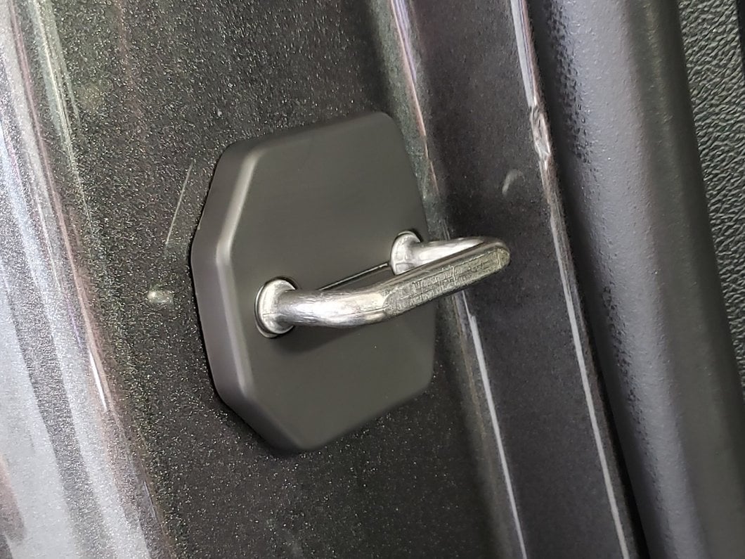 MP Concepts Door Striker Cover Set; Black (15-23 Mustang)