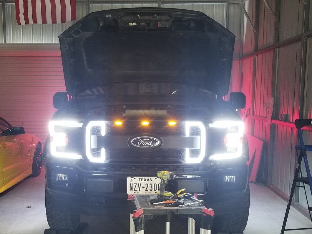 MP Concepts Upper Replacement Grille with LED Lighting and DRL; Matte Black (18-20 F-150, Excluding Raptor & XLT)
