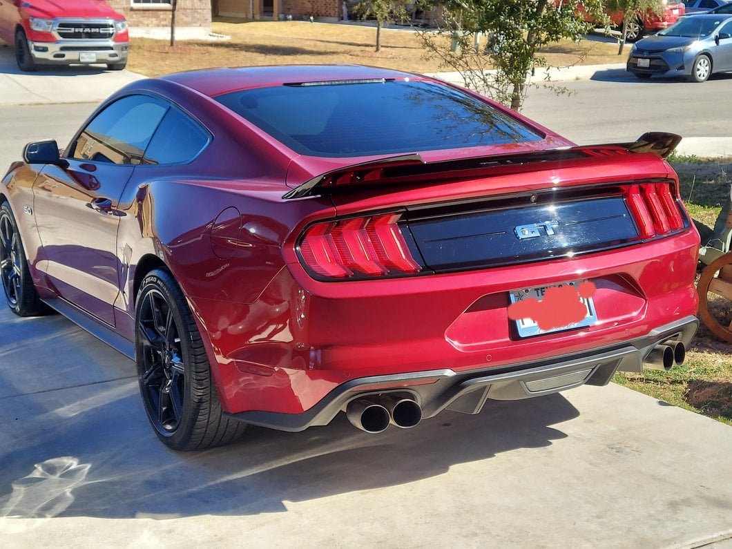 MP Concepts V-Style Rear Spoiler; Gloss Black (15-23 Mustang Fastback)