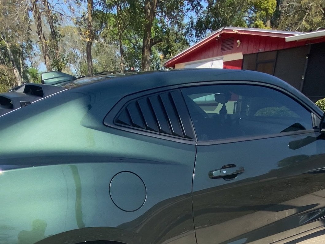 MP Concepts Quarter Window Louvers; Matte Black (16-24 Camaro Coupe)
