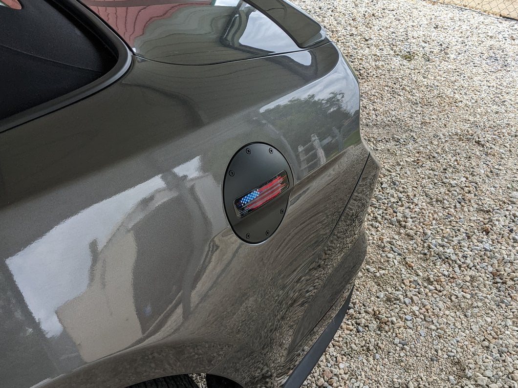 MP Concepts Old Glory Fuel Door; Matte Black (15-23 Mustang)