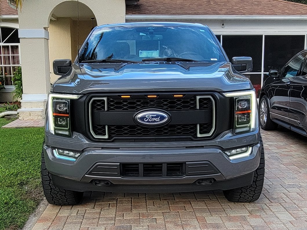 MP Concepts Upper Replacement Grille with LED Lighting and LED DRL; Matte Black (21-23 F-150, Excluding Raptor & Tremor)