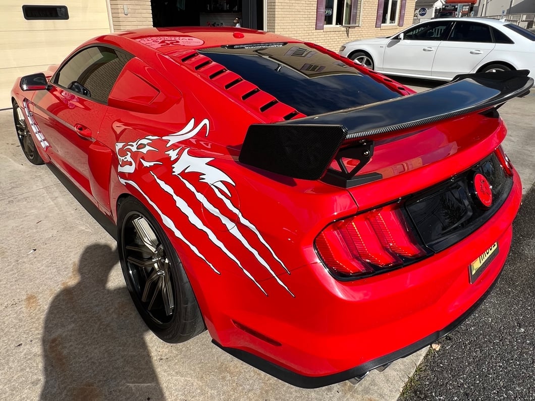 MP Concepts GT500 Track Pack Style Rear Spoiler; Carbon Fiber Appearance (15-23 Mustang Fastback)