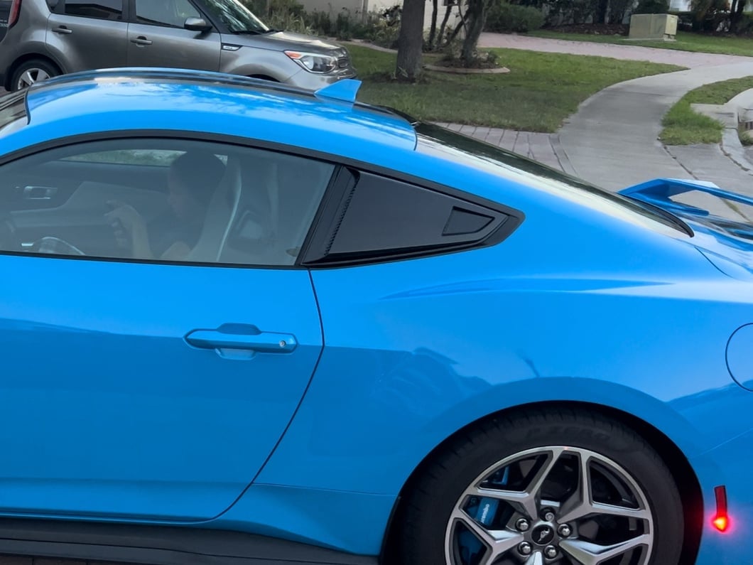 MP Concepts Quarter Window Scoops; Gloss Black (24-25 Mustang Fastback)