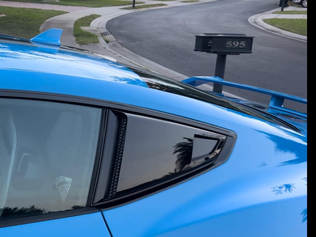 MP Concepts Quarter Window Scoops; Gloss Black (24-25 Mustang Fastback)