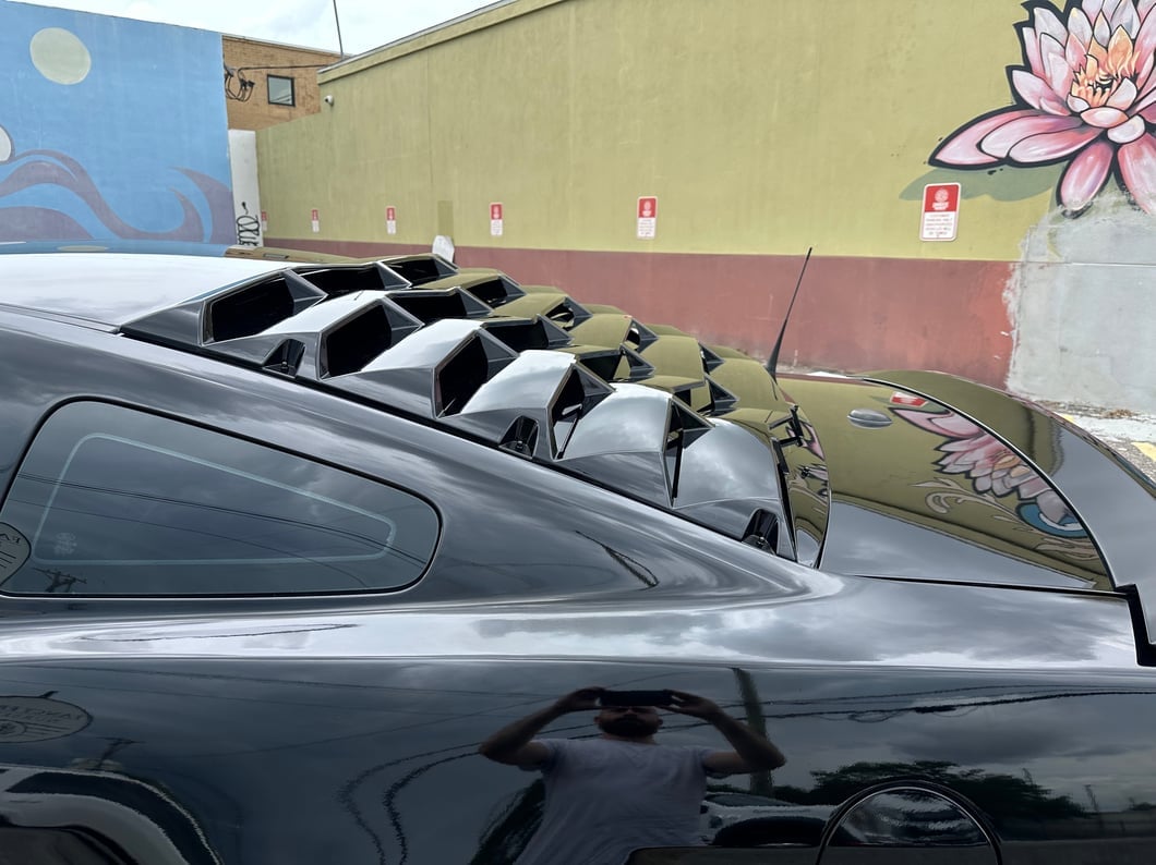 MP Concepts Rear Window Louvers; Gloss Black (05-14 Mustang Coupe)