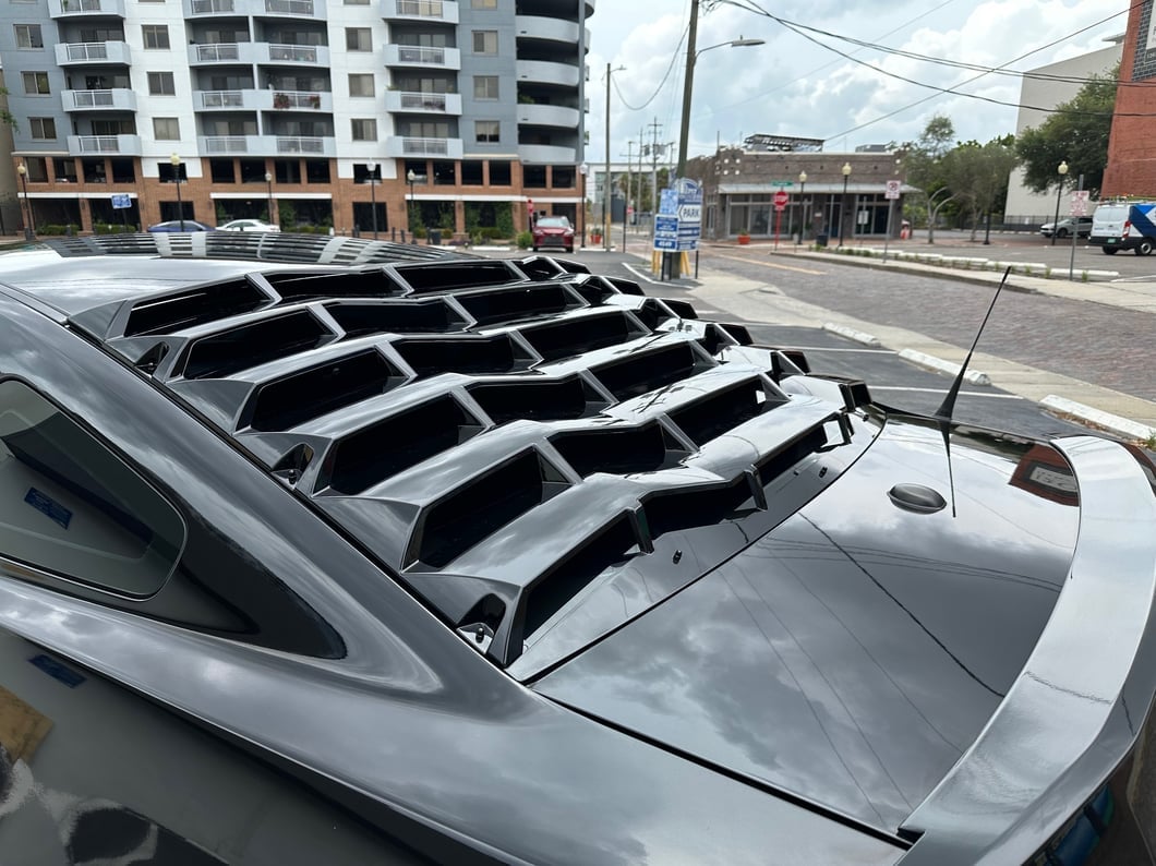 MP Concepts Rear Window Louvers; Gloss Black (05-14 Mustang Coupe)