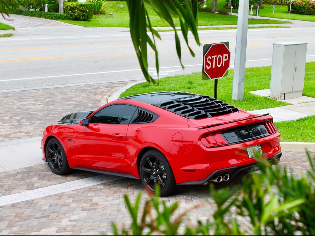 MP Concepts Rear Window Louvers; Gloss Black (15-25 Mustang Fastback)