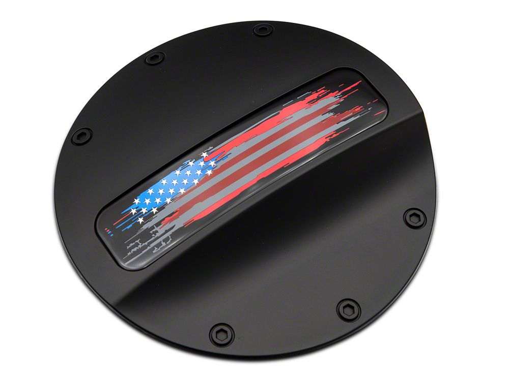 MP Concepts Old Glory Fuel Door; Matte Black (15-23 Mustang)