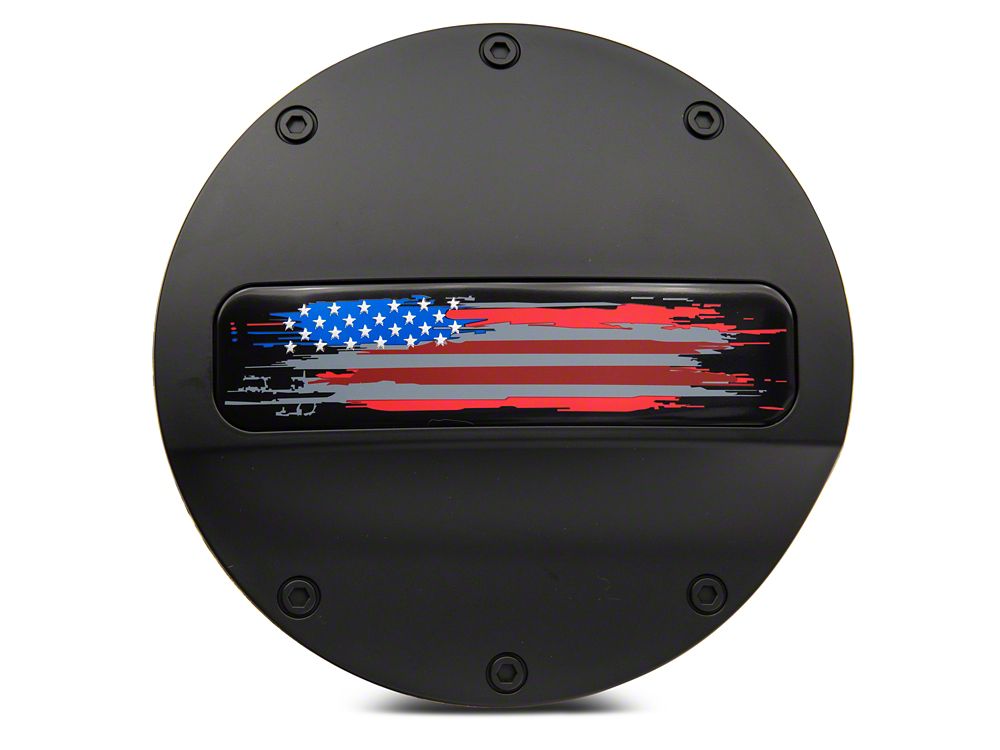 MP Concepts Old Glory Fuel Door; Matte Black (15-23 Mustang)