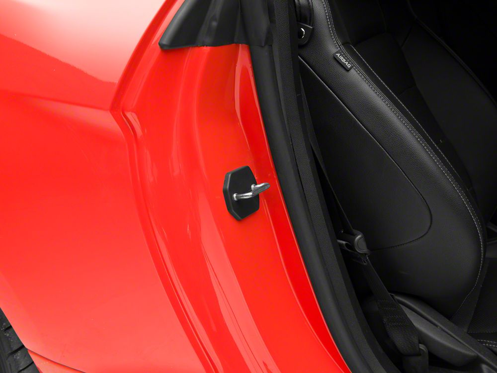MP Concepts Door Striker Cover Set; Black (15-23 Mustang)