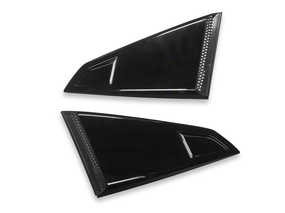 MP Concepts Quarter Window Scoops; Gloss Black (24-25 Mustang Fastback)