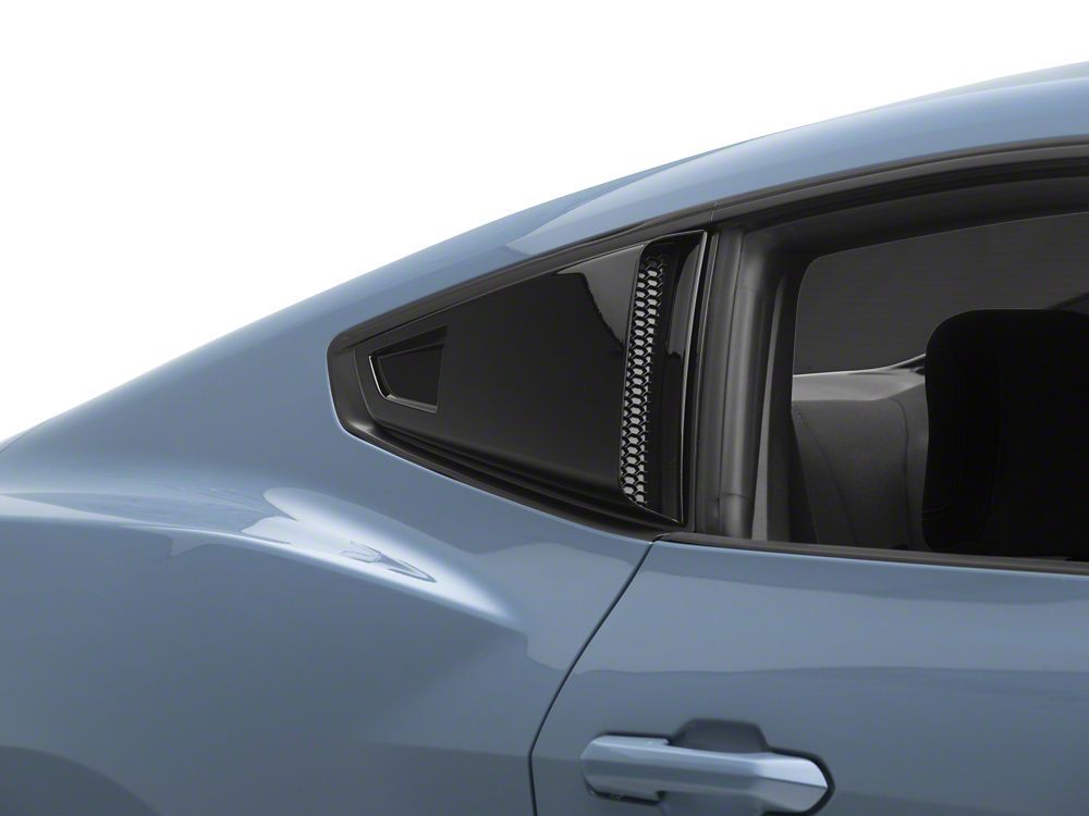 MP Concepts Quarter Window Scoops; Gloss Black (24-25 Mustang Fastback)