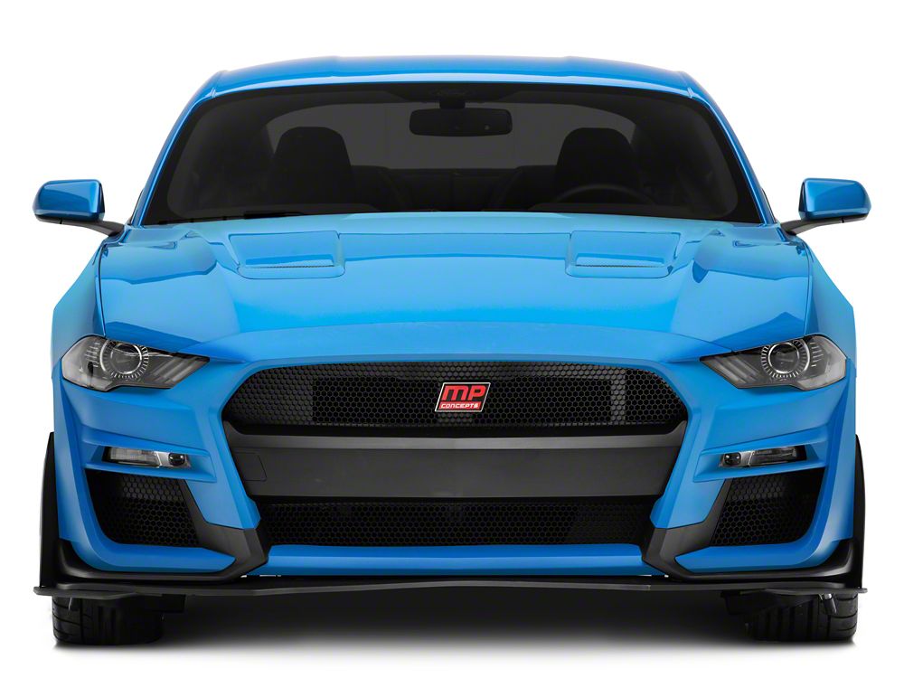 GT500 Style Hood and Front Bumper Combo Kit; Unpainted (18-23 Mustang GT, EcoBoost)