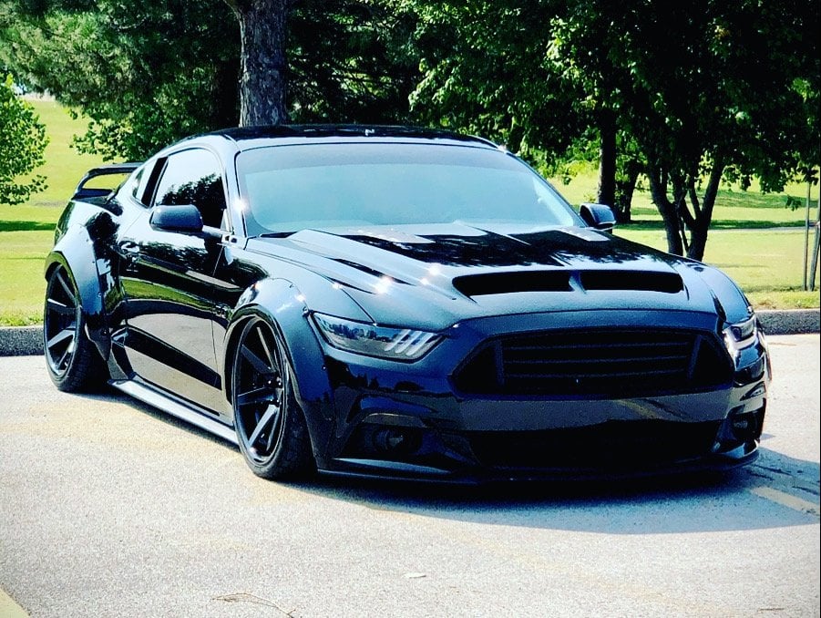 MP Concepts Quarter Window Scoops; Gloss Black (15-23 Mustang Fastback)