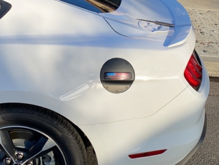 MP Concepts Old Glory Fuel Door; Matte Black (15-23 Mustang)