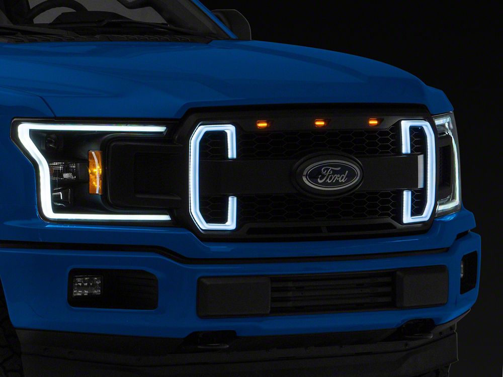 MP Concepts Upper Replacement Grille with LED Lighting and DRL; Matte Black (18-20 F-150, Excluding Raptor & XLT)