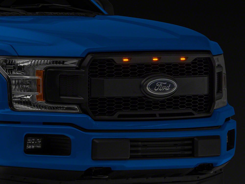 Upper Replacement Grille with LED DRL and Emblem Housing; Matte Black (18-20 F-150, Excluding Raptor)