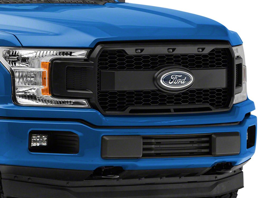 Upper Replacement Grille with LED DRL and Emblem Housing; Matte Black (18-20 F-150, Excluding Raptor)