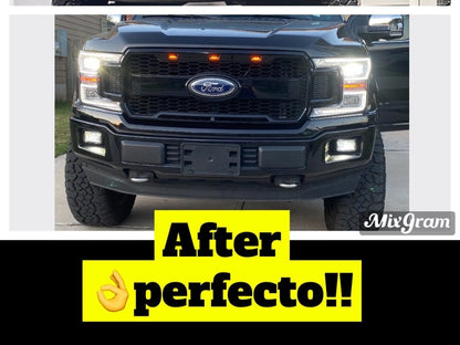 MP Concepts Upper Replacement Grille with LED DRL; Matte Black (18-20 F-150, Excluding Raptor)