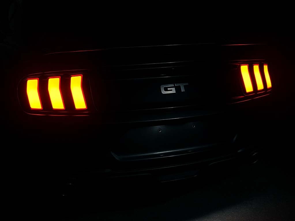 MP Concepts S650 Style LED Tail Lights; Black Housing; Red Lens (15-23 Mustang)