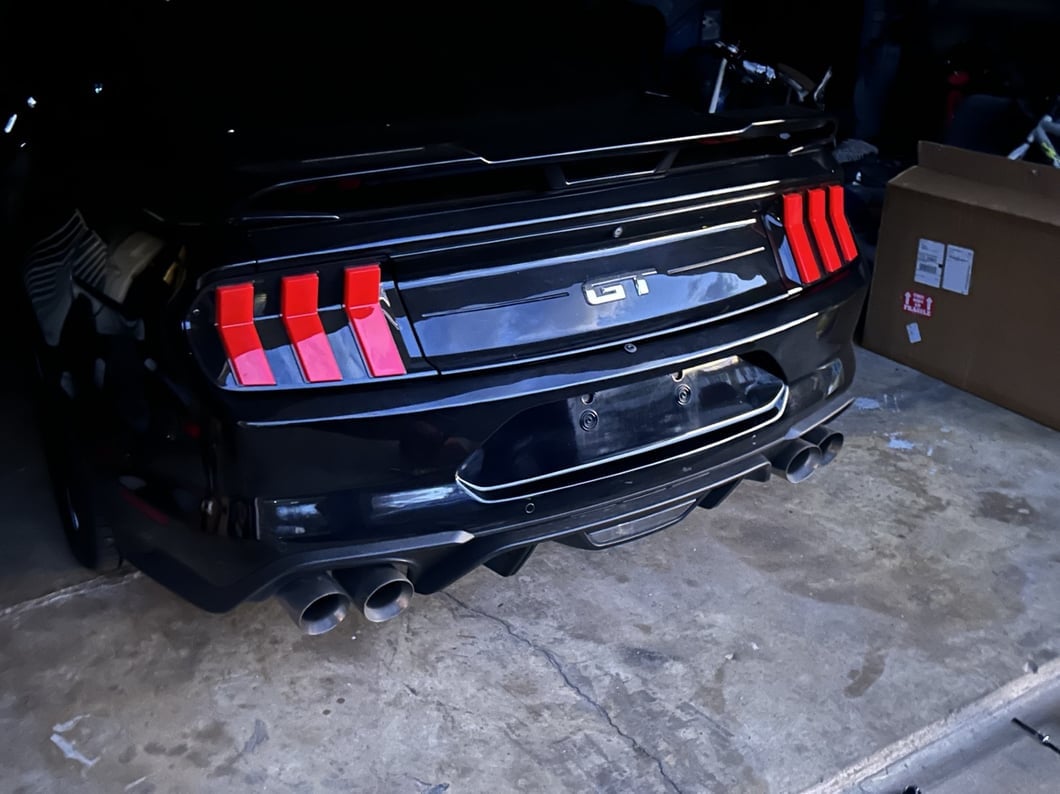 MP Concepts S650 Style LED Tail Lights; Black Housing; Red Lens (15-23 Mustang)