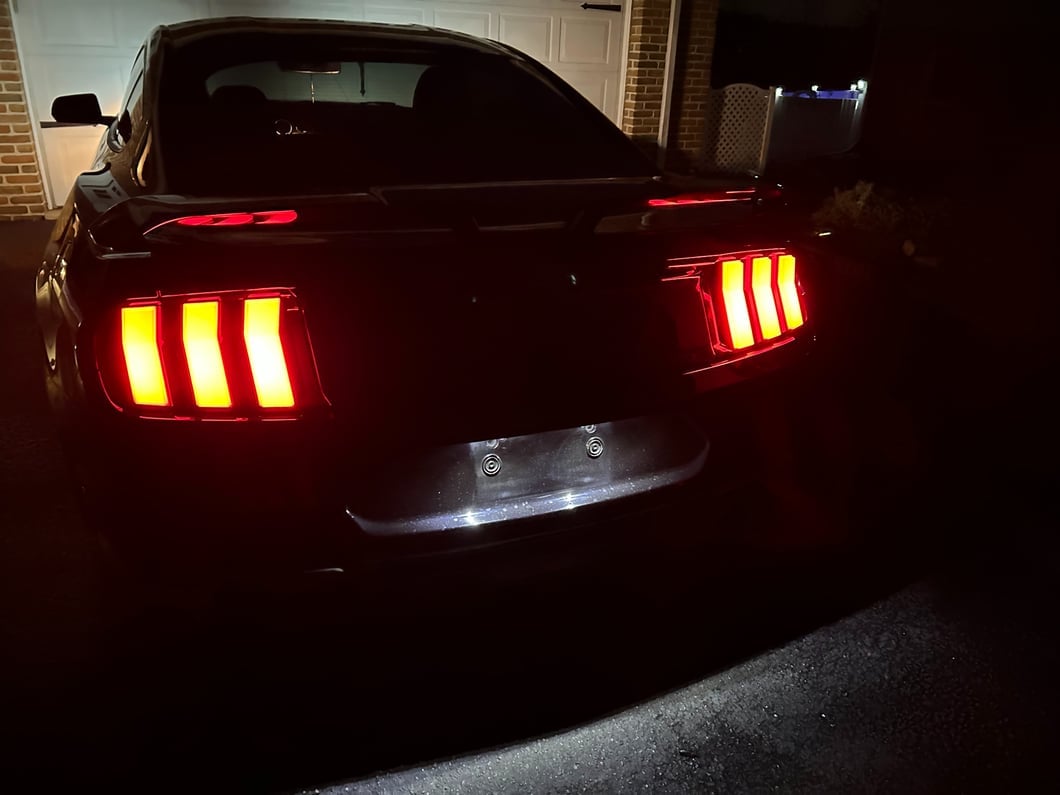 MP Concepts S650 Style LED Tail Lights; Black Housing; Red Lens (15-23 Mustang)