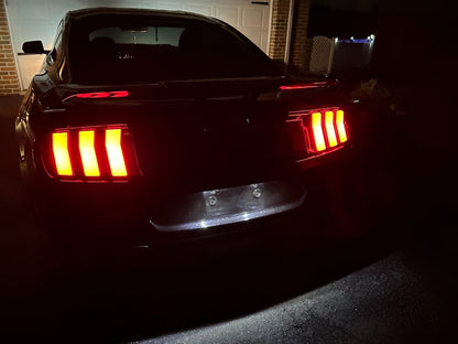 MP Concepts S650 Style LED Tail Lights; Black Housing; Red Lens (15-23 Mustang)