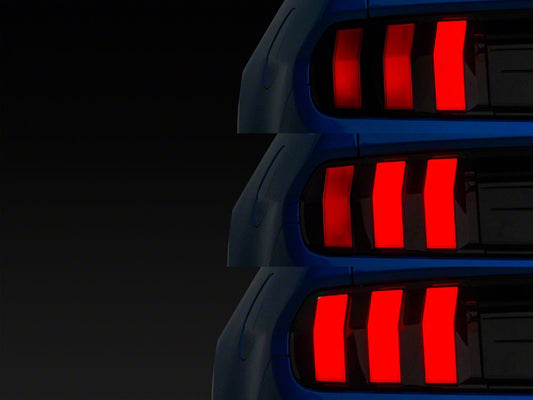 MP Concepts S650 Style LED Tail Lights; Black Housing; Red Lens (15-23 Mustang)