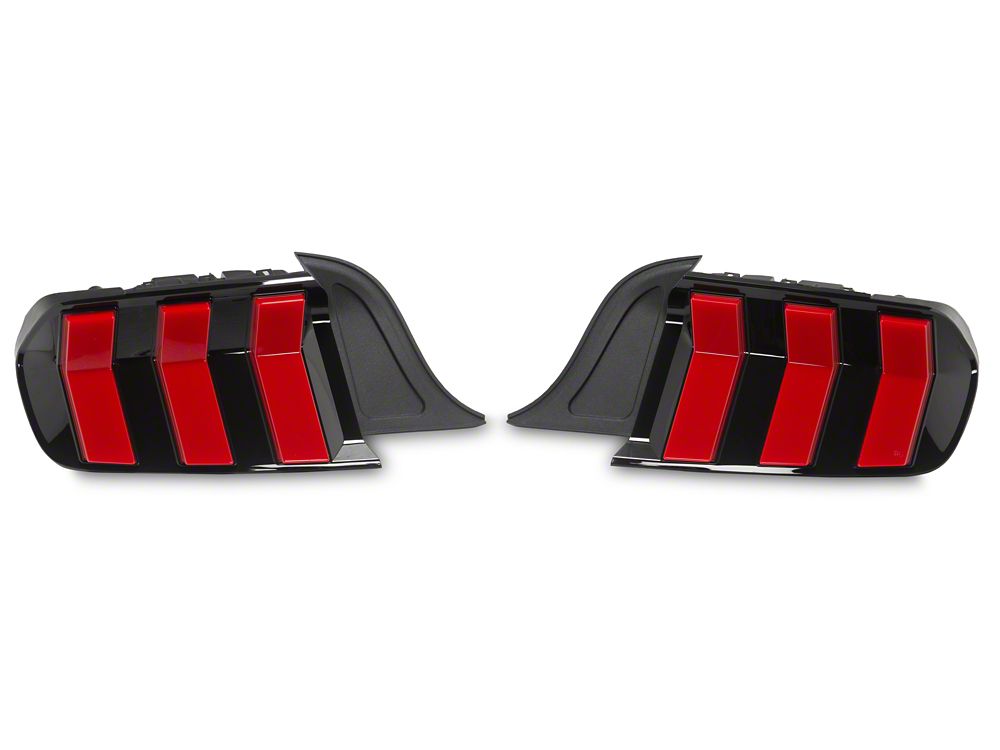MP Concepts S650 Style LED Tail Lights; Black Housing; Red Lens (15-23 Mustang)