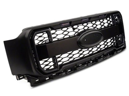 MP Concepts Upper Replacement Grille with LED Lighting and LED DRL; Matte Black (21-23 F-150, Excluding Raptor & Tremor)