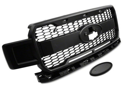 Upper Replacement Grille with LED DRL and Emblem Housing; Matte Black (18-20 F-150, Excluding Raptor)