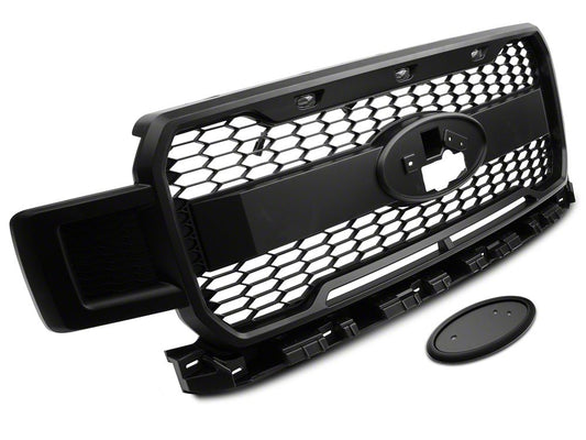 Upper Replacement Grille with LED DRL and Emblem Housing; Matte Black (18-20 F-150, Excluding Raptor)