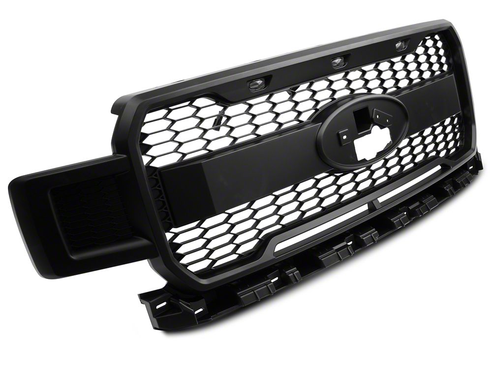 Upper Replacement Grille with LED DRL and Emblem Housing; Matte Black (18-20 F-150, Excluding Raptor)